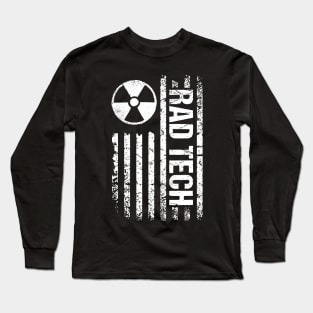 Patriotic Radiology, technologist's radiologic Xray tech, with the flag of USA Long Sleeve T-Shirt